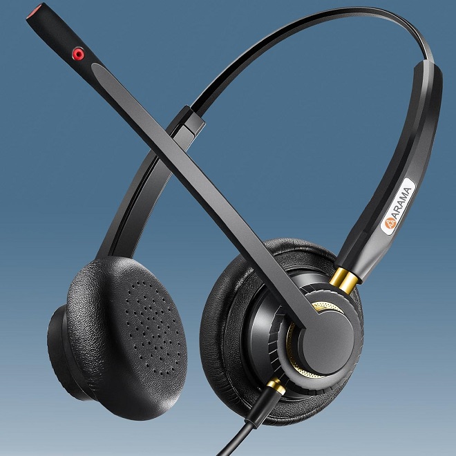 هدست Arama USB با میکروفون حذف نویز و کنترل صدا (دو گوشی